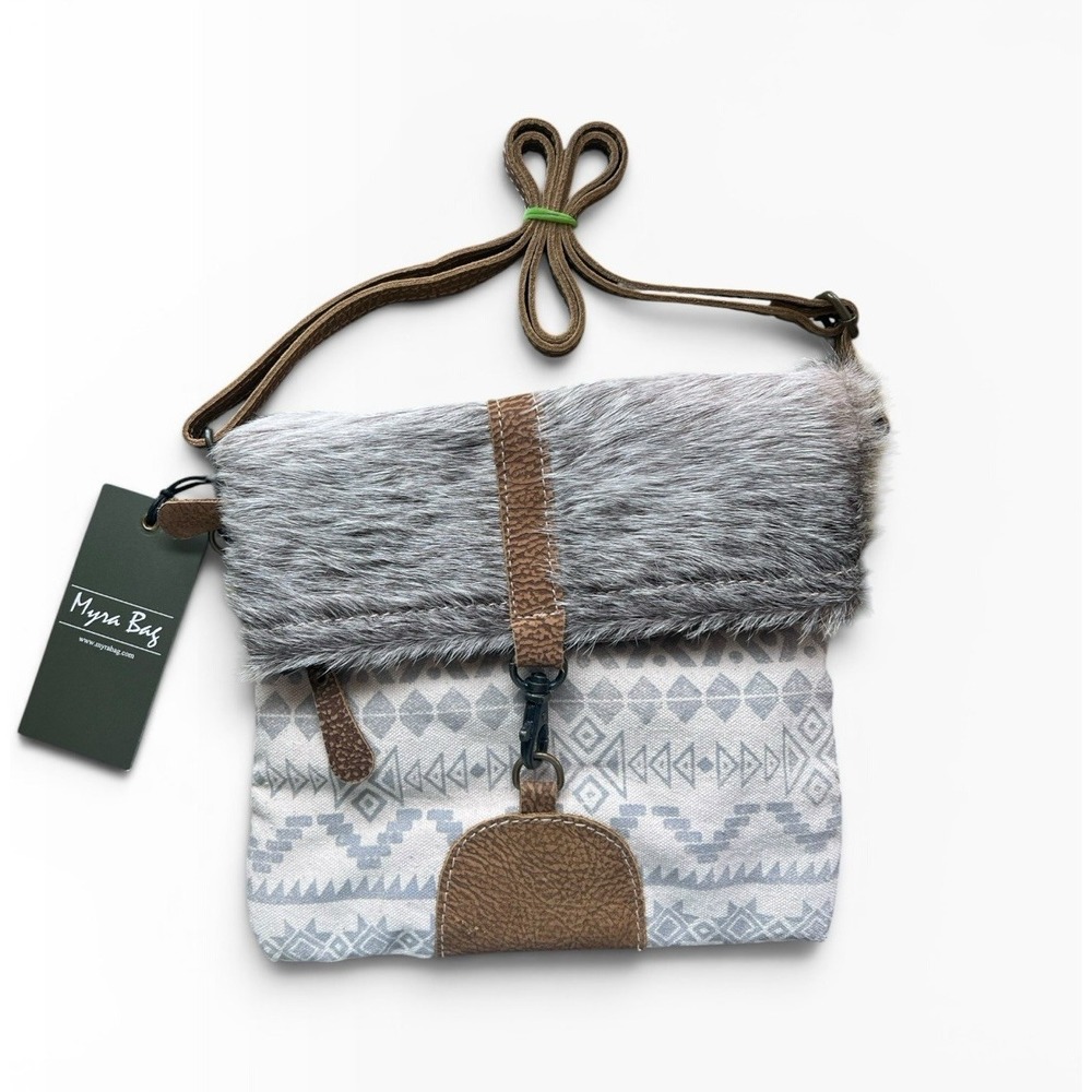 Myra Imbricate Small Crossbody Bag NWT Hair On Hide Aztec Western Fur Festival‎